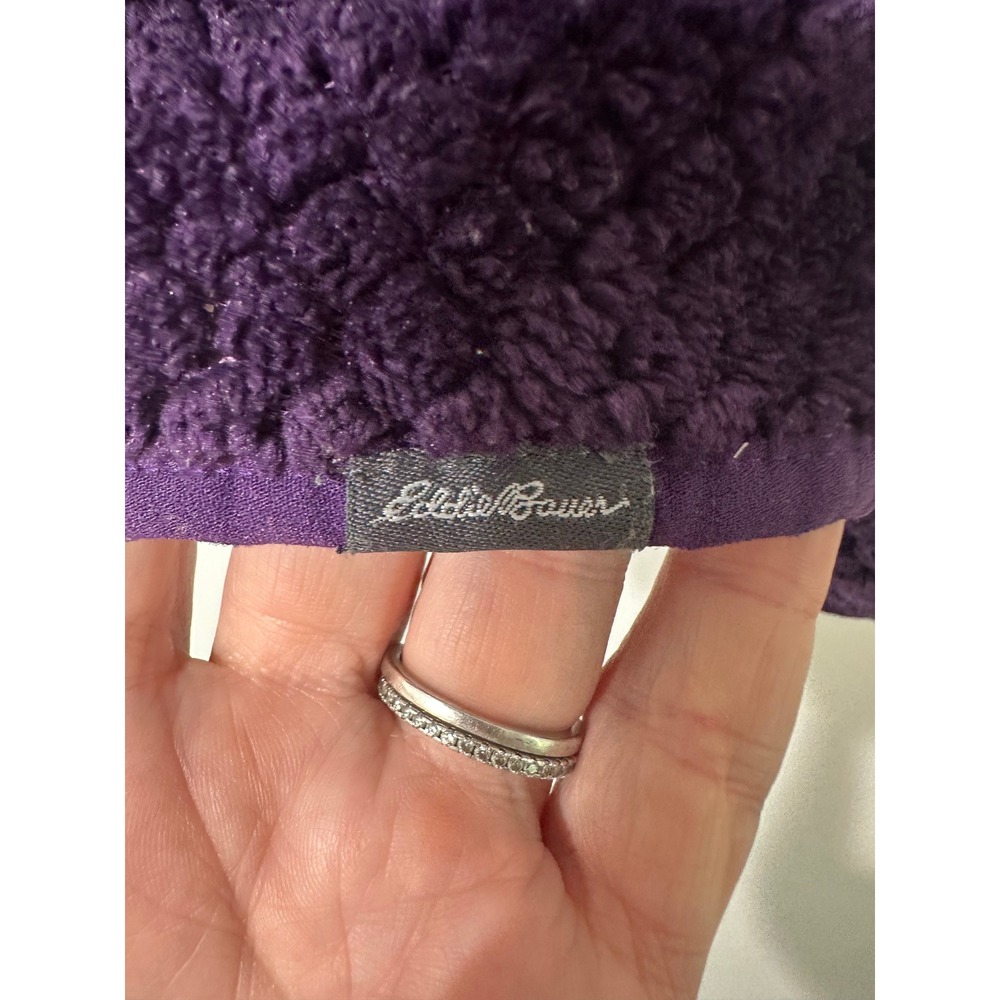 Eddie Bauer Fleece Pullover Womens Medium Purple Snap Neck Honeycomb Textured - Picture 4 of 6